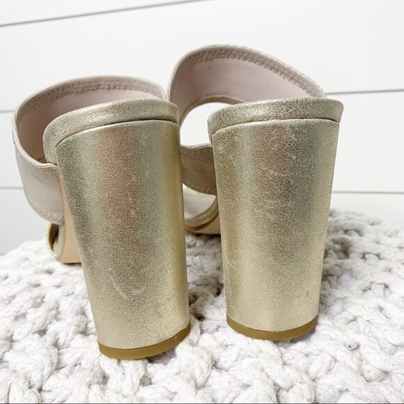 Pelle Moda Honey Metallic Leather Heels Platinum Gold Size 9 - Picture 6 of 7